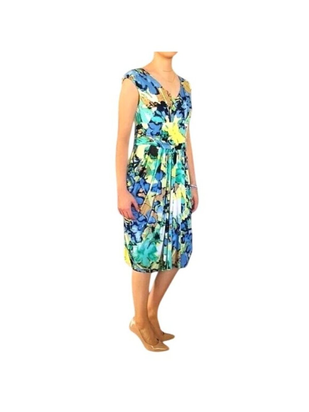 Midnight Velvet Sleeveless Dress Floral Print V-Neck Size 10